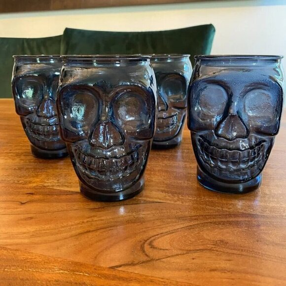 Blue Skull Drinking Glasses Set of 4 - Picture 2 of 9